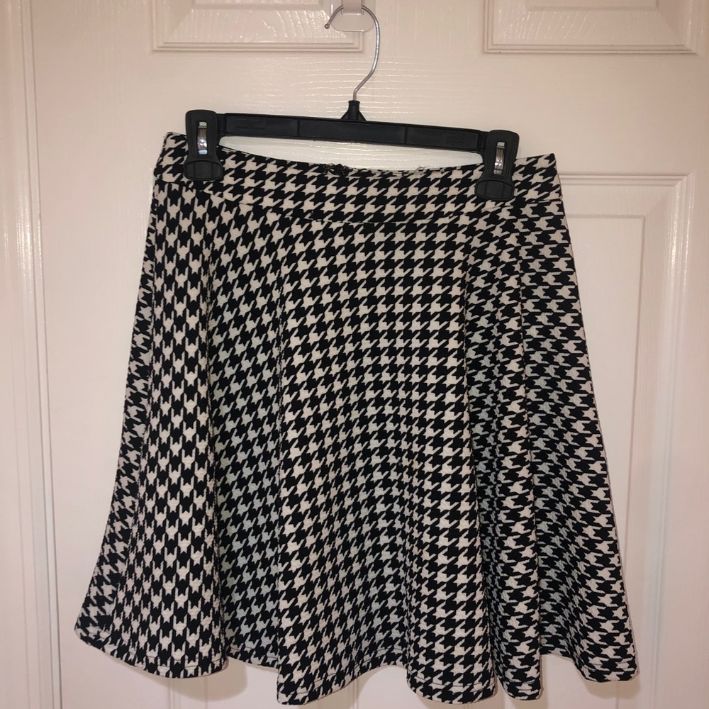 Shein houndstooth zip up circle skirt